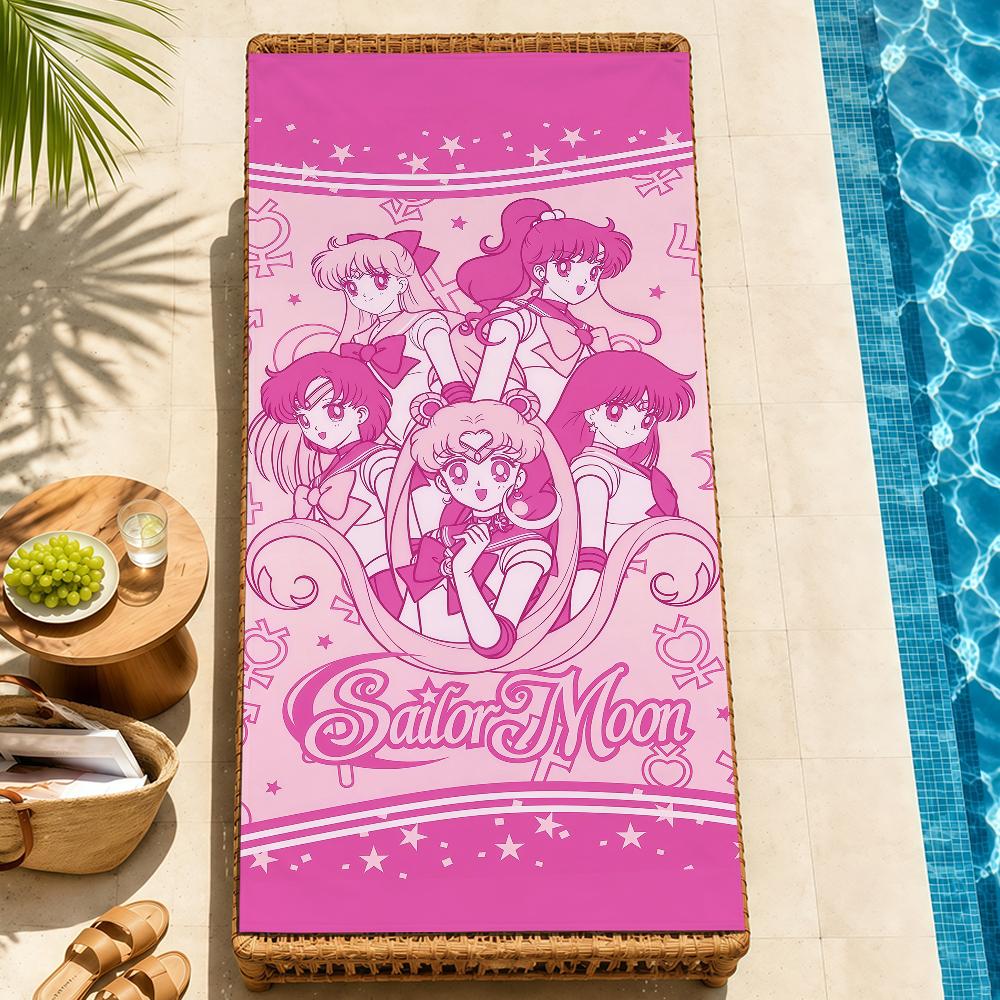 anime cartoon cute S-SailorS M-Moon FK Towel Pool soft Beach Towels Trip swim bath Towel Gym Spa home room Decor Holiday Gift