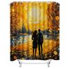 Romantic Couple Watching Sunset Waterproof Shower Curtain, Artistic Design for Bathroom Decoration, Add Warmth and Elegance