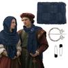 Medieval Wasteland Scarf Shawl Renaissant Costume Accessory With Shawl Brooch Unisex Cotton Blend Cloak for Halloween