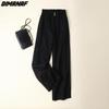 Dimanaf Plus Size 2022 New Women Linen Wide Leg Pants Summer Elastic Vintage Solid Loose Long Pants