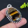 Natural Tiger Eye Gemstone Handmade 925 Sterling Silver Pendant 2.17" w4p04
