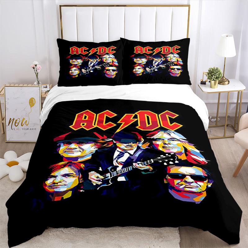 Acdc Rock Legends Print 3Pcs Bedding Setduvet Cover With 2 Bedropillowcase Home Birthday Gift