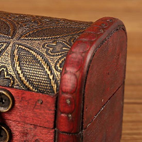 Wooden Box Vintage Style Floral Craft Old Memory Touch Jewelry Storage Wooden Treasure Case for Collection