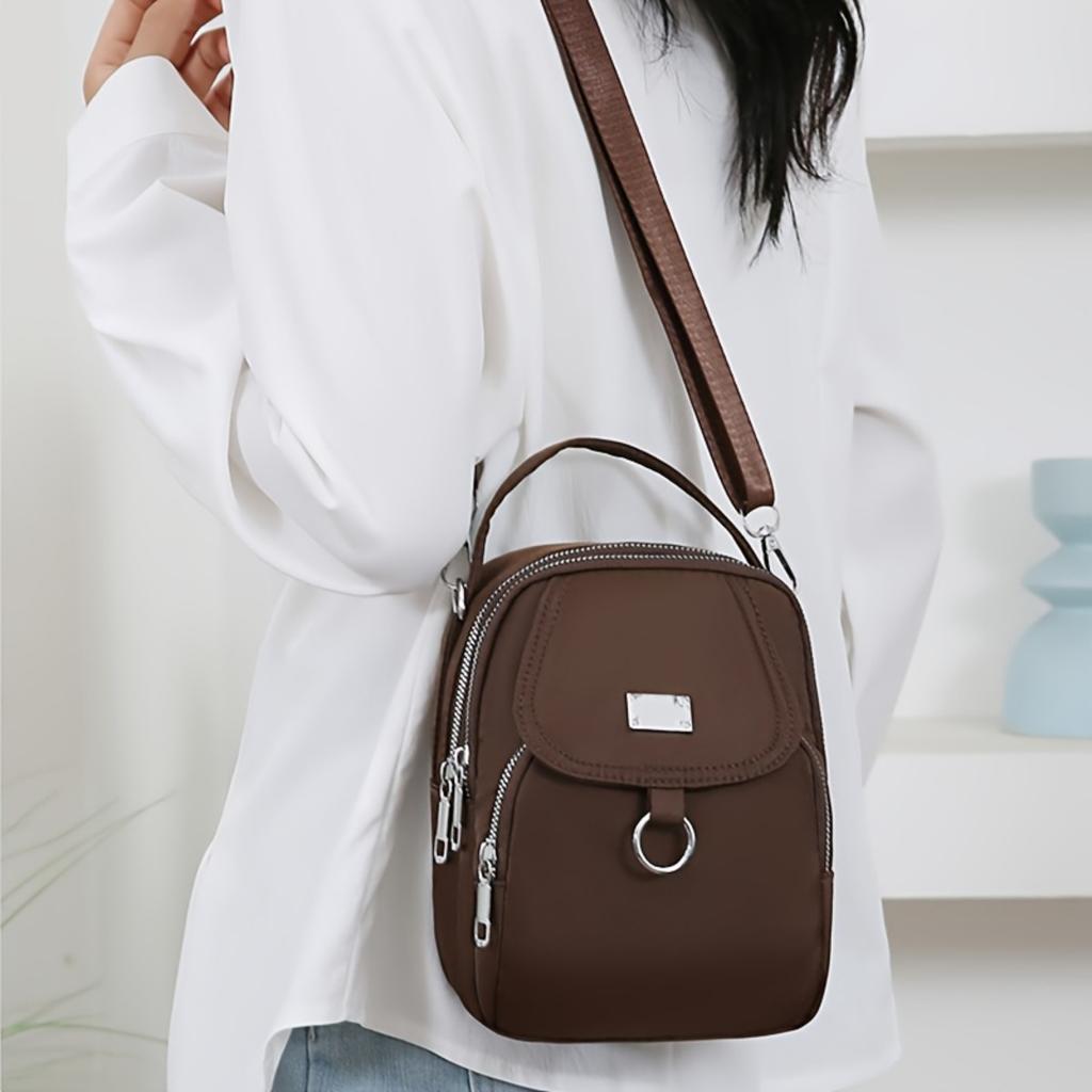 Женская модная сумка-мессенджер из ткани Оксфорд, однотонная повседневная сумка через плечо с застежкой-молнией, подкладка из полиэстера, подходит для повседневного использования