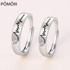 2PC Couple Ring Heartbeat Fashion Micro-set Gems Opening Adjustable A Pair Lovers Rings Jewelry Valentine Day Anniversary Gift