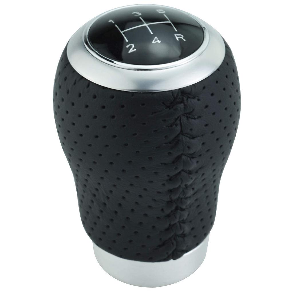 Lunsom Leather 5 Speed Shift Knob Car Gear Shift Knob General Auto Manual Car (Black Stitching)