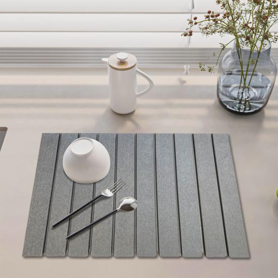 Yousheng Kitchen Countertop Drying Mat Quick Dry Diatomaceous Earth Water Absorbent Pad Collapsible Dish Bowl Bottle Cup Holder Diatomite Mat