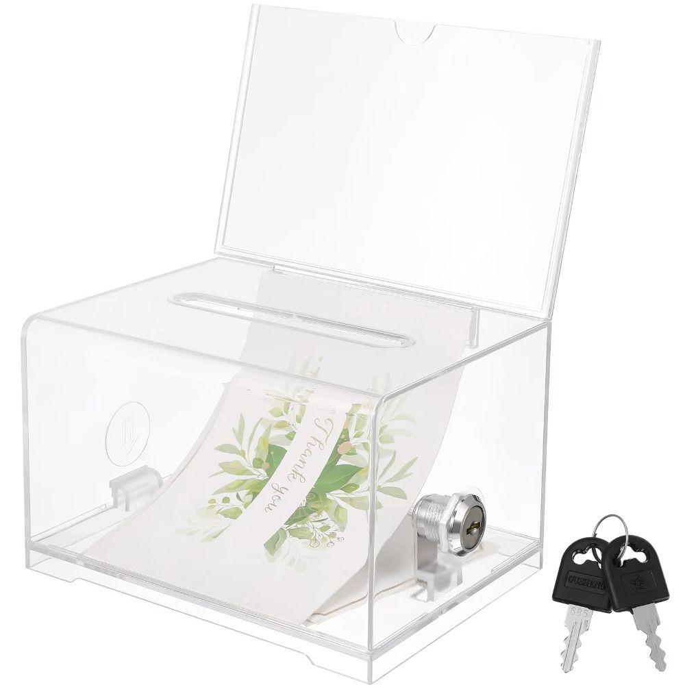 Voting Charity Acrylic Donation Box With Lock Suggestion Box Portable Ballot Box  Business