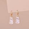 Colorful Aesthetic Animal Cat Rabbit Koi Dragon Earrings For Women Girls Enameled Delicate Gold Color Hoop Earrings Zircon Gift