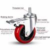 M16 Threaded Stem Swivel Caster, 3/4/5 Inch Heavy Duty Industrial Caster Wheels, Dual Locking Brake, Wear Resistant PU, Set of 4