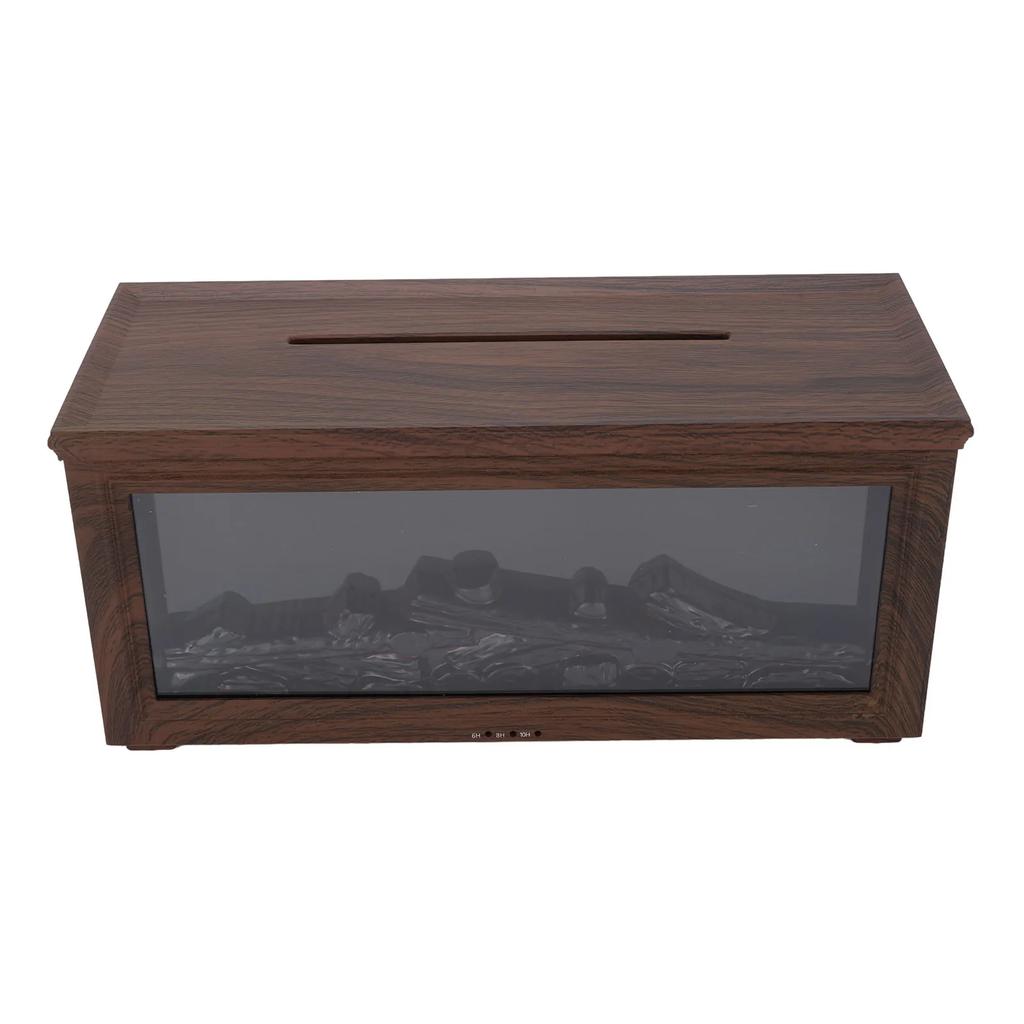 180ml Water Tank Wood Grain Fireplace Aromatherapy Diffuser Simulation Flame Humidifier Essential Oil Diffuser for Home Dark