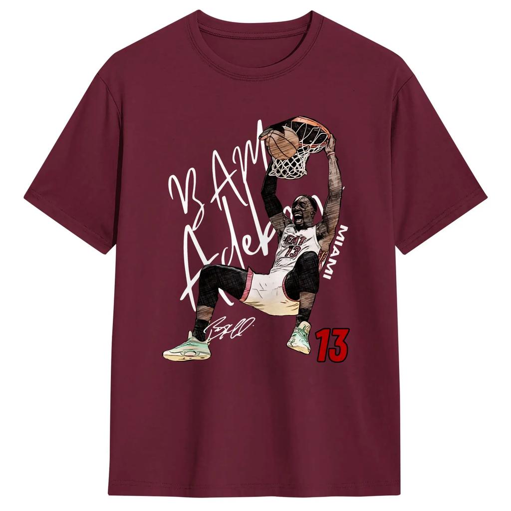 Miami Bam Adebayo Dunk Basketball Tshirts Unisex Awesome Pure Cotton Tees O Neck Short Sleeve T Shirt Gift Idea Clothing