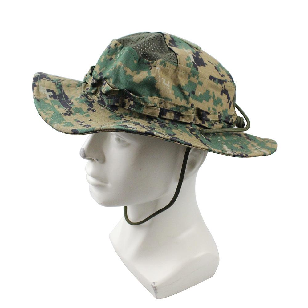 New Tactical Camo Boonie Hat Army Outdoor Wide Brim Sun Hat Fishing Bucket Hat for Hiking