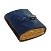 Triple Moon Goddess Vintage Leather Journal Witch Stone, Deckle Edge Paper, Blank Spell Book of Shadows Grimoire Journal, Great Gift Book