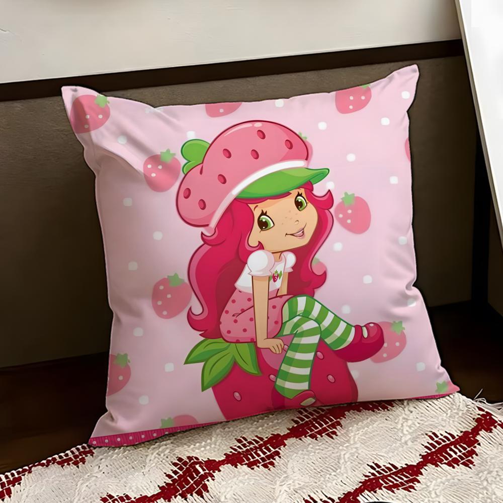 Cartoon SStrawberry SShortcake Cushion Cover Reversible Soft Durable Pillow Cover Home Car MultiScene Use for Daily Comfort