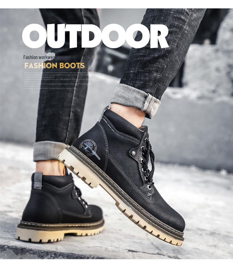 Men's Trendy Mid-Cut Autumn Work Boots - British Style Martin Boots