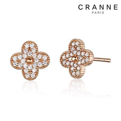 [CRANNE] Серьги-гвоздики с мотивом четырехлистника, покрытие 14K C24EB328