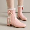 Осень и зима женские ботинки Мартин розовые туфли принцессы боковая молния детская обувь для среднего и старшего возраста новые детские полусапожки Лолита для женщин