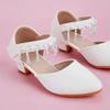 2025 Лето Новые Детские Кожаные Туфли Модные Кисточки Острый Носок Туфли Принцессы для Девочек Детские Танцевальные Туфли На Высоком Каблуке