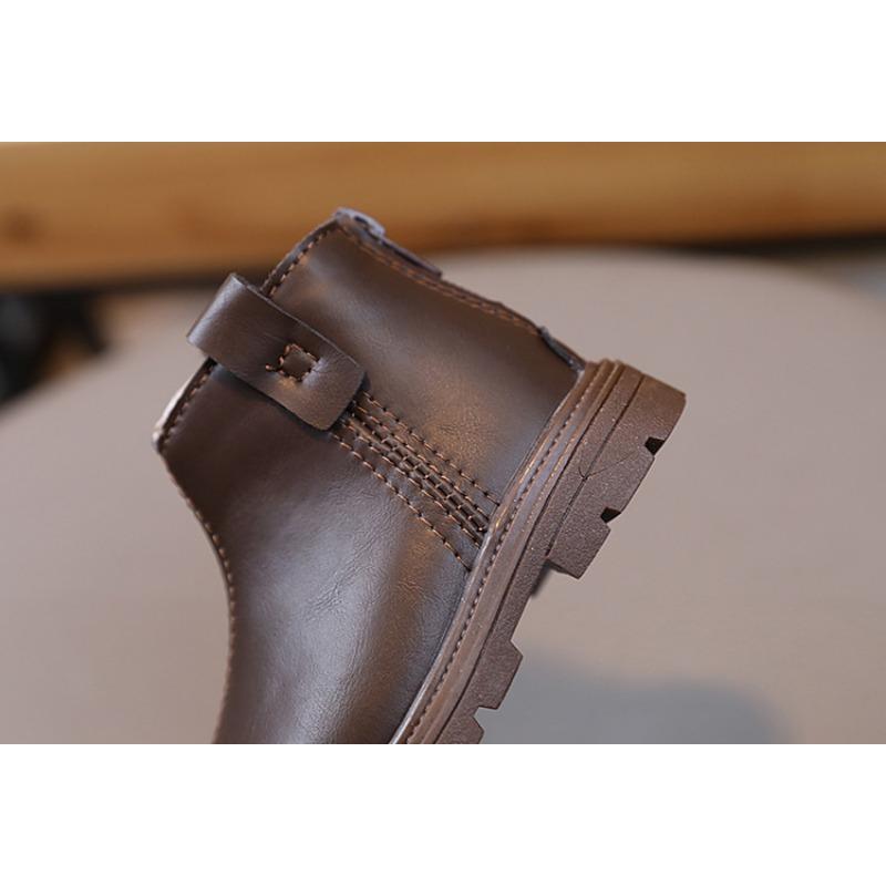 Ретро мода осень и зима новые детские короткие ботинки для девочек нескользящая мягкая подошва малыша обувь для мальчиков теплые кожаные ботинки