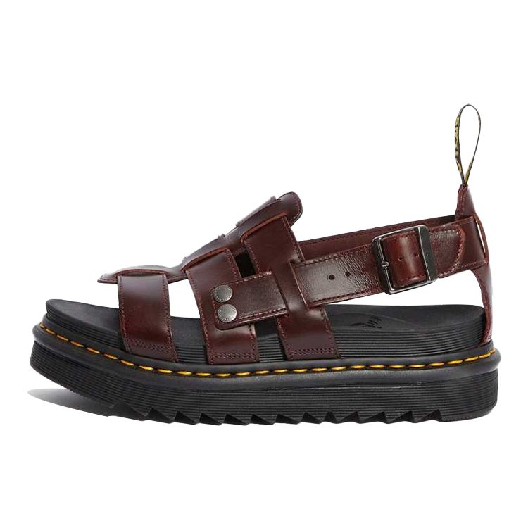 Dr. Martens Terry Leather Buckle Platform Roman Sandals Unisex Sandals Red Brown 23521211