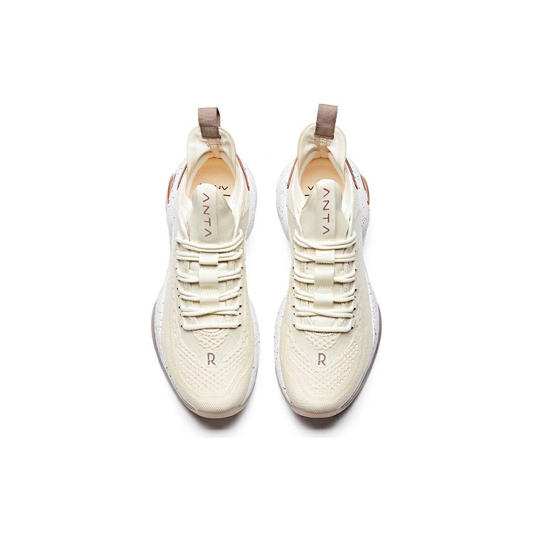 Anta Баскетбольные кроссовки RR6 Mesh Shock Absorbing Breathable Low Top для мужчин, светло-бежевые 912021101-1