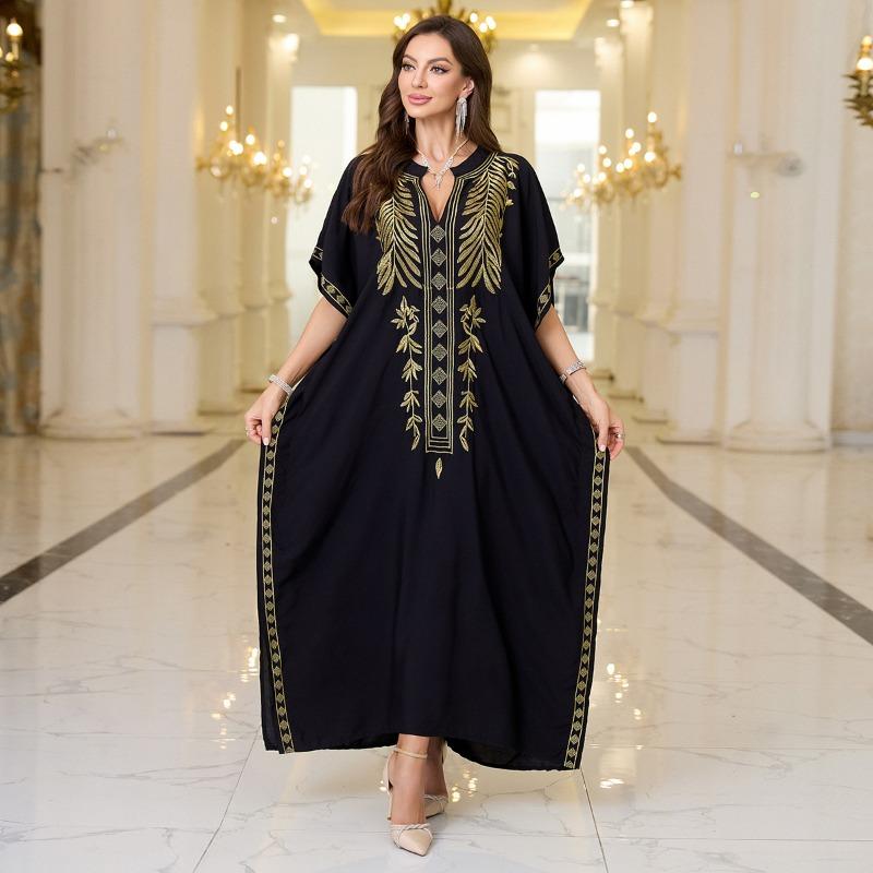 Женская мода лето весна цветочный узор принт рукава 1/2 V-образный вырез свободная талия повседневные платья