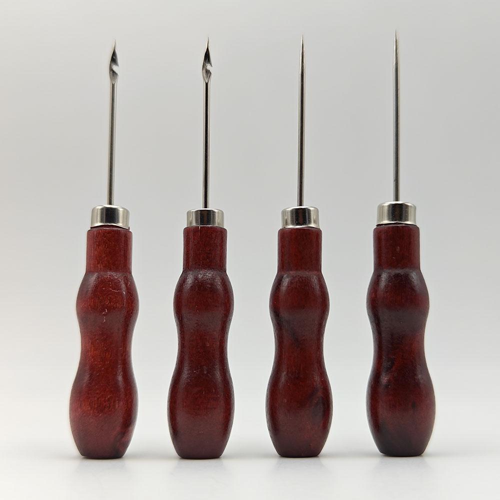 Шило с деревянной ручкой Прокалывание кожи Одежды Бумажное рукоделие Пробивка стежков DIY Ремонт обуви Переплет Кожаные швейные аксессуары