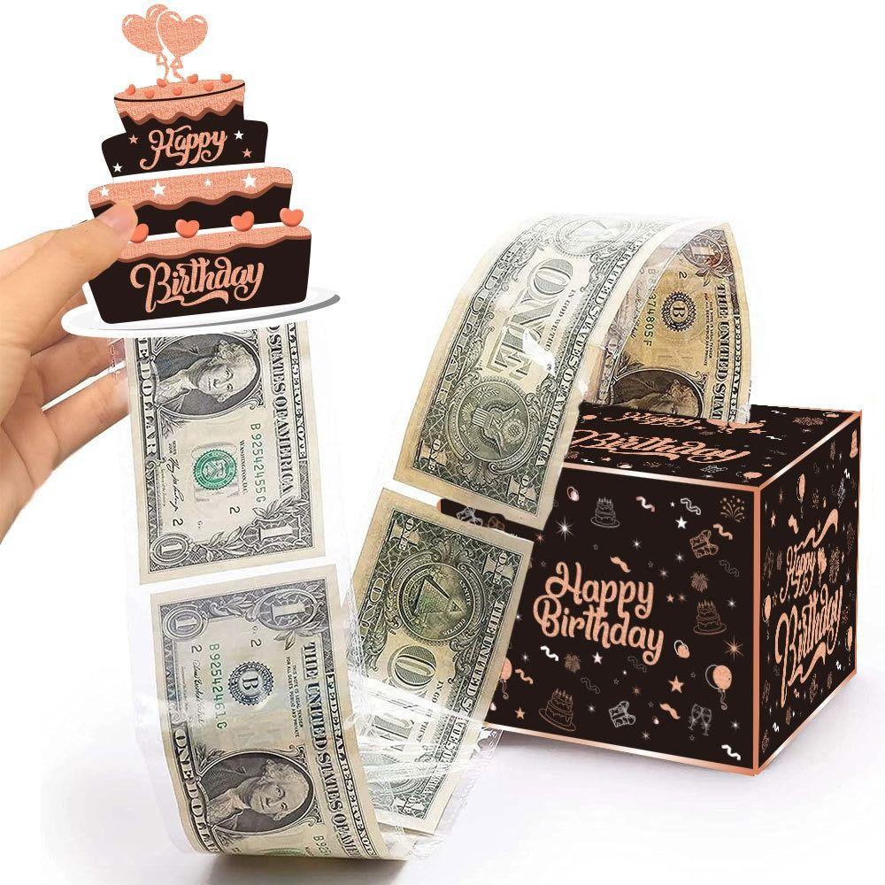 Cake Decoration Birthday Money Pulling Box Cash Money Clip Cash Gift Box Birthday