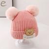 0-3Year Plush Ball Baby Knitted Hat Solid Color Beanie Hats Children Warm Cap  Baby Children Kids