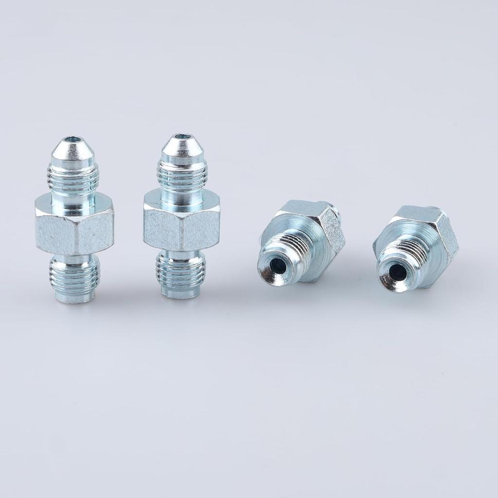 AC PERFORMANCE 3/8 x 24 to 3/8 x 24 Inverted Flare Male Brake Adapter Fittings Zinc Steel, Pack of 2