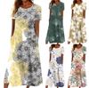 Summer Dress For Women Casual Printed V-Neck Short-Sleeve Beach Swing Dress
