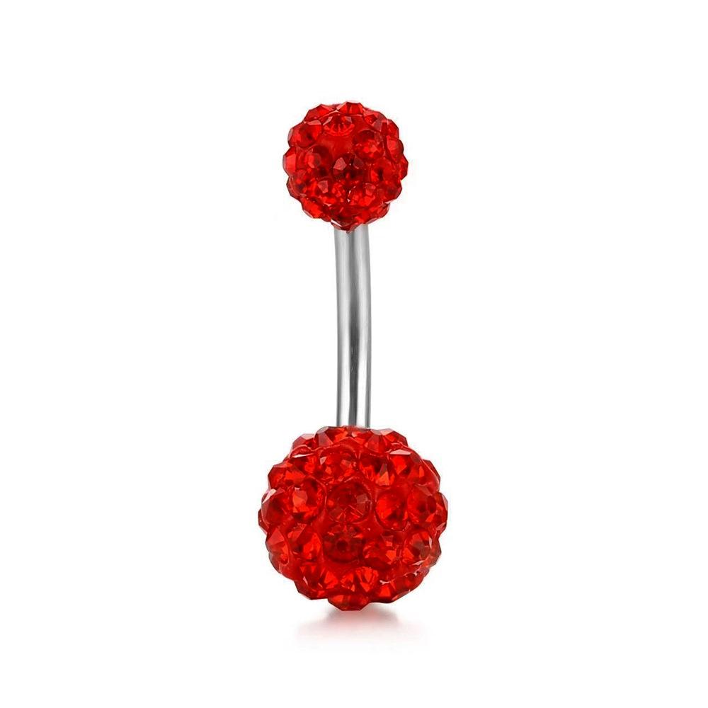 Double Head Studded with Rhinestone Navel Button Colored Clay Shambhala Navel Ring Rubber Clay Circular Diamond Ball Navel Nail