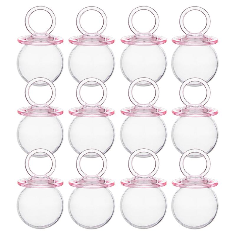 12pcs/set Transparent Plastic Wedding Candy Box Cute Pacifier Shape Storage Box Baby Shower Birthday Party Gift Packaging Box