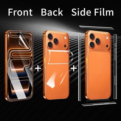 Для iPhone Air 13 12 14 15 16 17 Pro Max 13 12 11 Mini X XS Max XR 8 7 SE 2020 Наклейка на кнопку Прозрачная Гидрогелевая ТПУ Пленка Защитное стекло для экрана Рамочная пленка