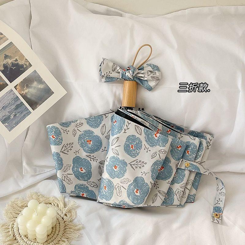 French Retro Floral Umbrella Sun-Rain Dual-Purpose Female Student Korean Version Folding Forest Sun Protection Parasol 50% Off U