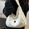 Large Capacity Bag Rhombus 2025 New Versatile Fashion Shoulder Commuter Messenger Bag Cotton Clothes Dumpling Tote Bag