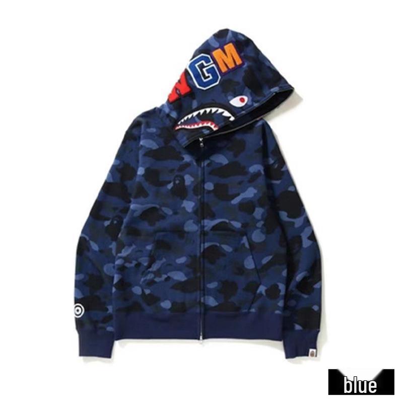 Модный Худи APE - Куртка-бомбер на молнии с камуфляжем "Акула", Версия для родителей и детей
