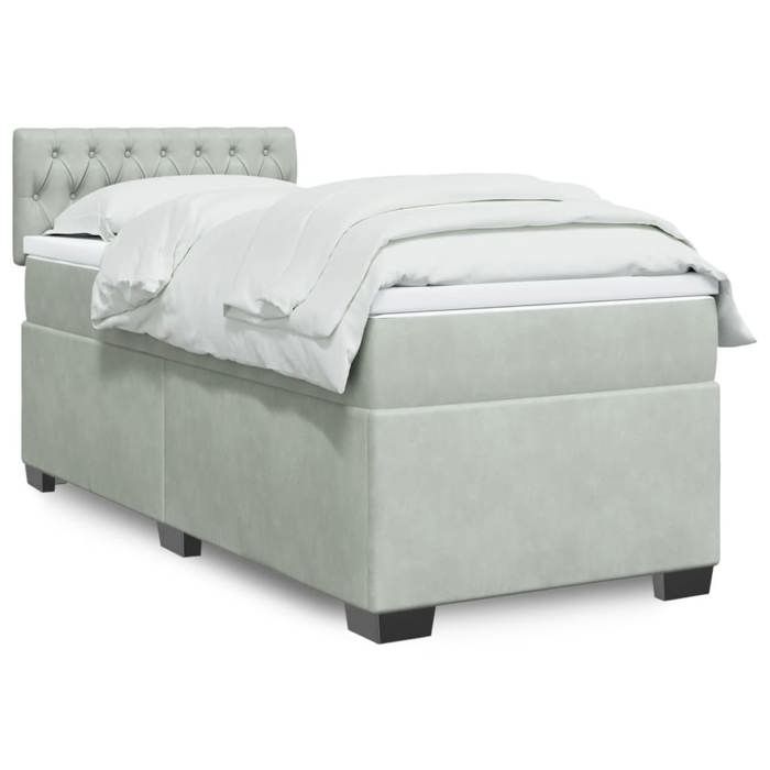 Maison Exclusive - Sommier à lattes de lit et matelas Gris clair 90x200 cm Velours