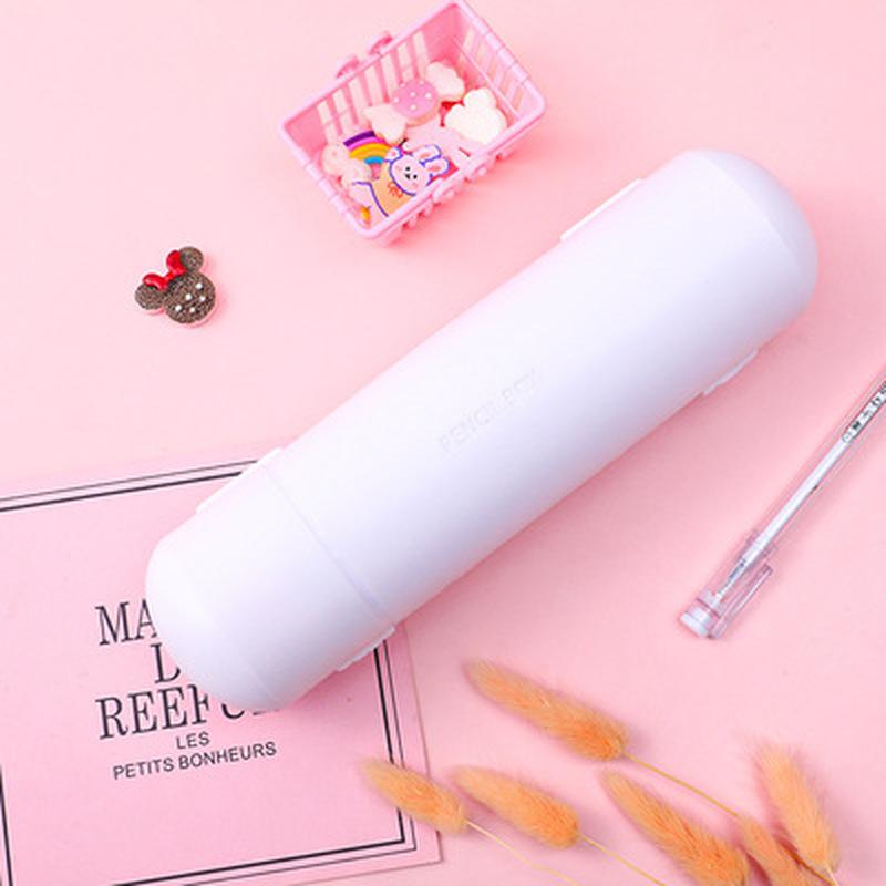 Large Box Capacity Pencil Multifunctional Double Layer Pencil Cases Creative Cylindrical Pen Holder Kid Stationery