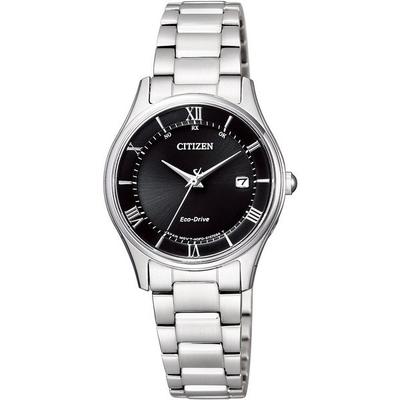 ES0000-79E ( Часы CITIZEN COLLECTION Eco-Drive радиоуправляемые Thin Series Date женские нержавеющая сталь браслет /черный)