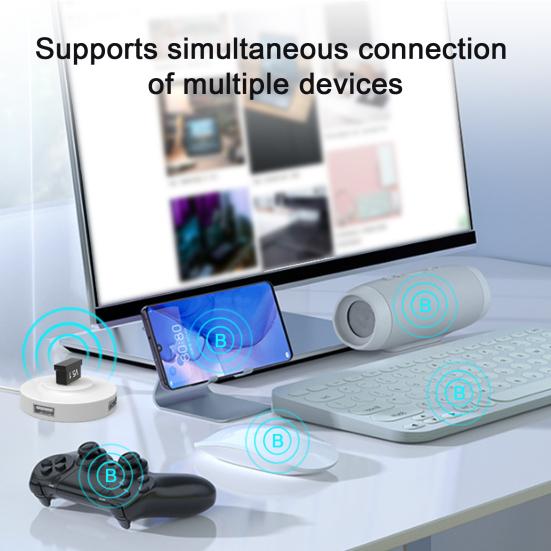 Беспроводной адаптер Plug and Play Поддержка нескольких устройств Низкая задержка Настольный компьютер USB Аудиоприемник Адаптер с поддержкой Bluetooth 5.3