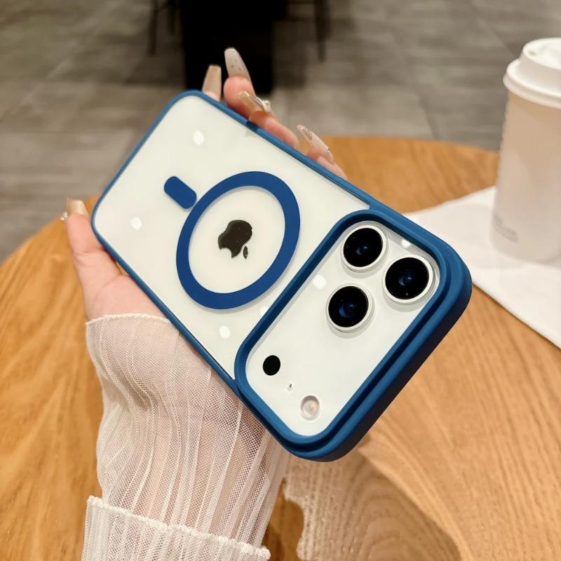 Простой магнитный чехол для iPhone 17 Air 17Pro Max 16e 15 Plus 14 13 12 mini 11 Pro Max Magsafe Прозрачная задняя крышка для беспроводной зарядки