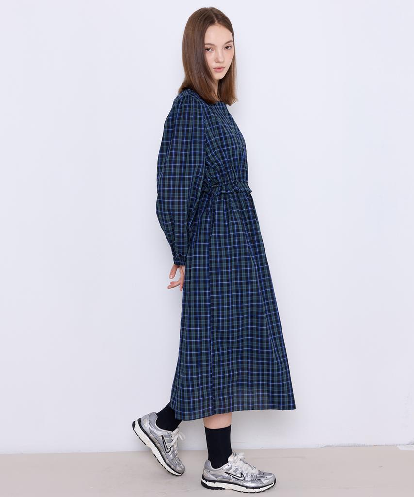 Manavis Seven Tide Check String Dress [Green]