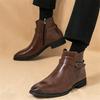 Новые зимние модные дизайнерские остроносые черные коричневые ботильоны челси для мужчин Повседневные обувь высокого качества от люксового бренда Zapatos Hombre