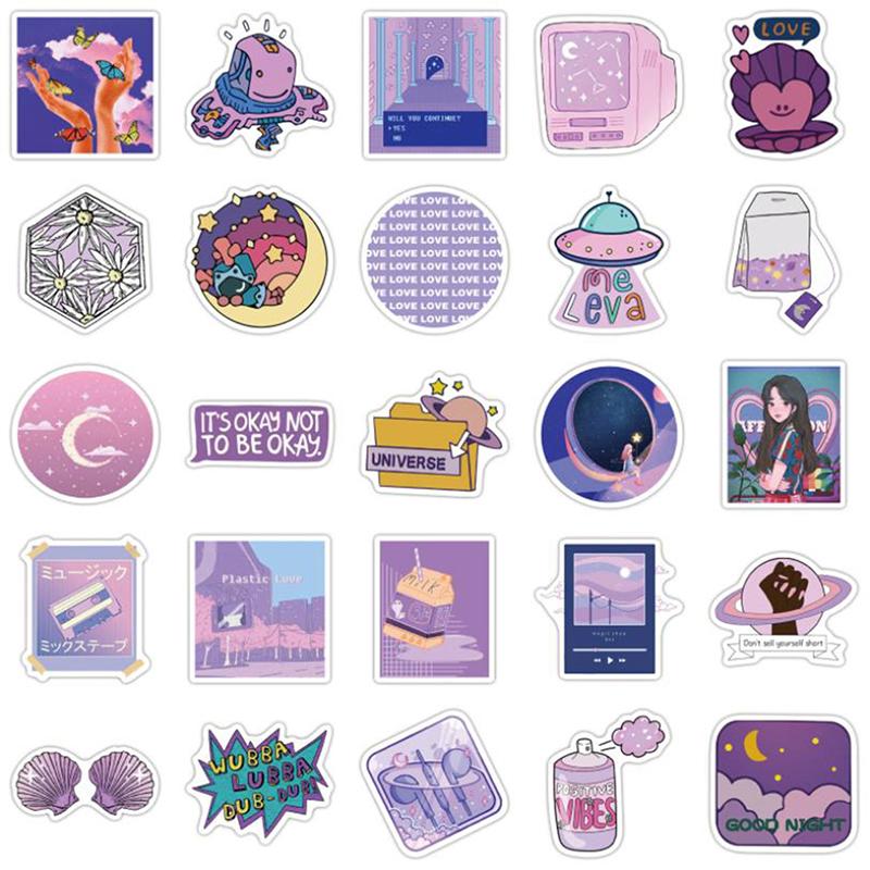 50 шт. Мультяшные Аниме Фиолетовый Стиль Девушка Наклейка Гитара Скейтборд Граффити Наклейка