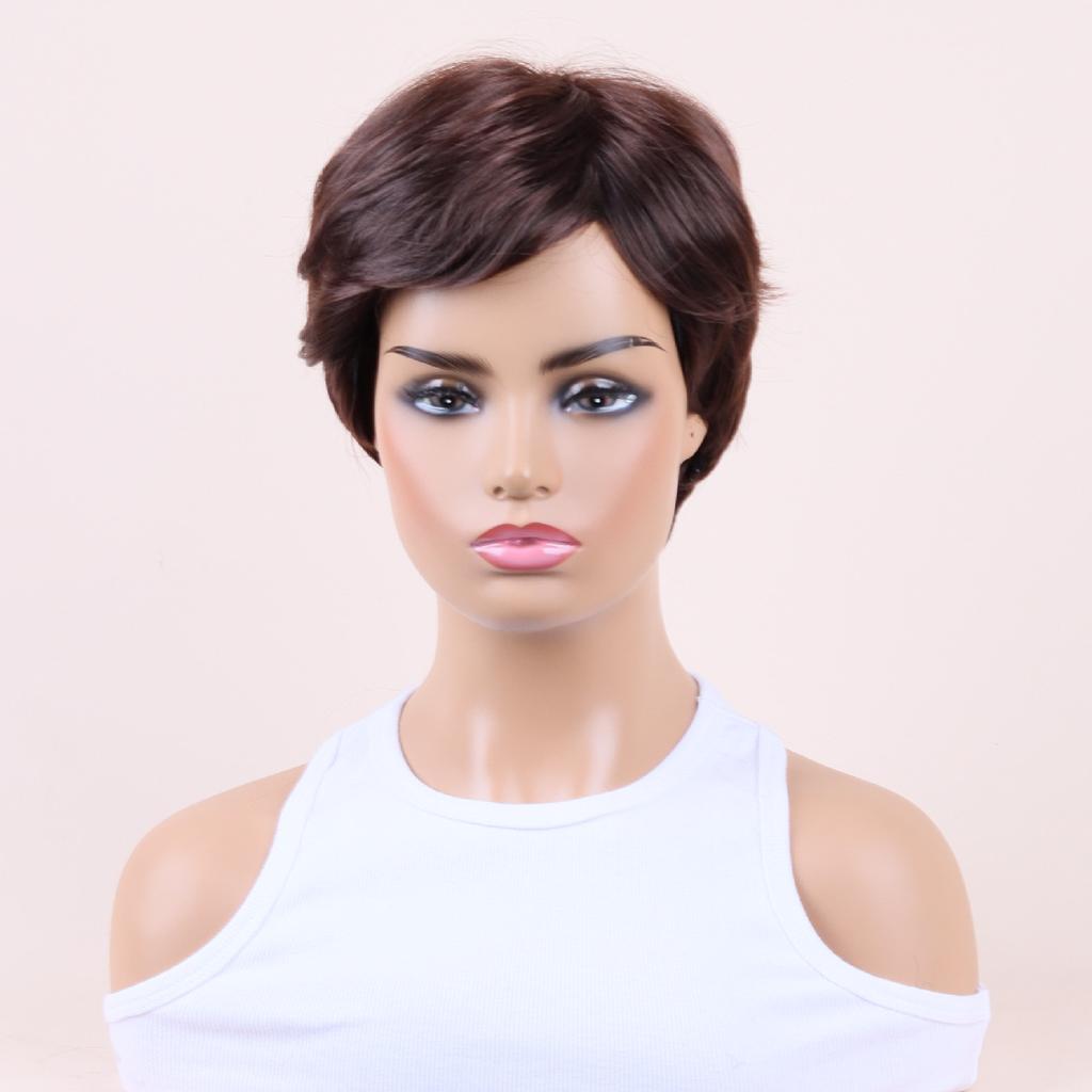 Female Black Brown Wig Women Layered Wigs With Bangs Ladies Natural Wavy Short Wig Daily Use Party Cosplay Heat Resistant Fiber