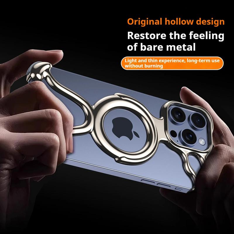 Роскошный чехол из жидкого металла с магнитным покрытием специальной формы для iPhone 16 15 14 13 Pro Max Magsafe Rimless Heat Disipation Phone Cover