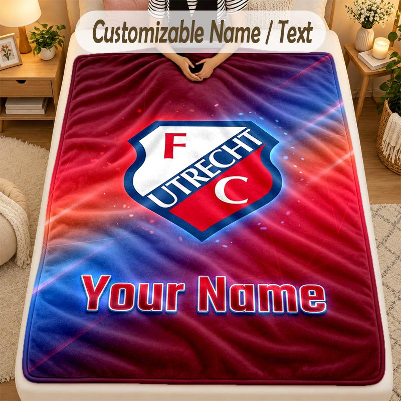Flannel BlanketFC Utrecht Custom Name Text Personalized Soft Warm Throw Blanket Home Decor Gift