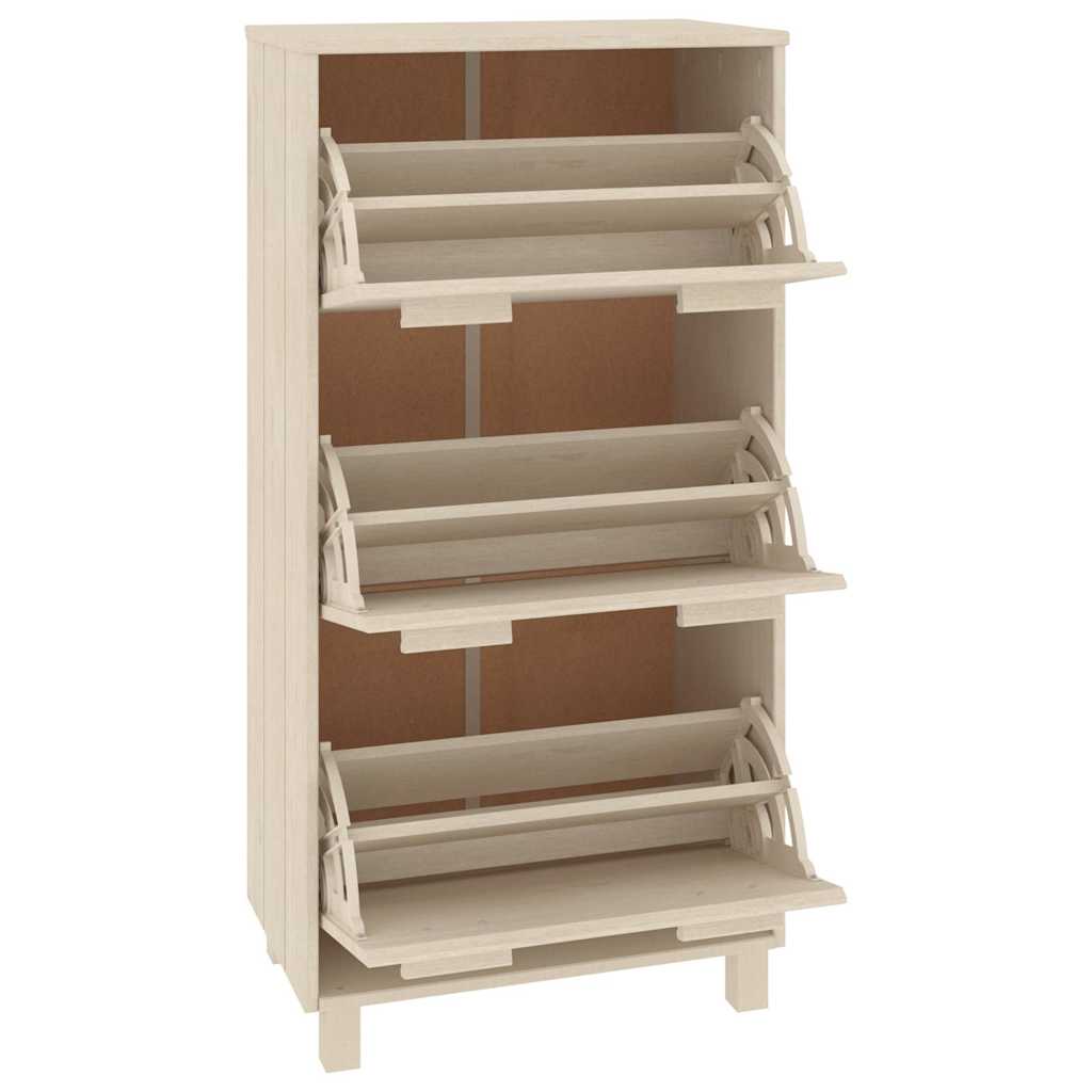 vidaXL Schuhschrank HAMAR Honigbraun 59,5x35x117 cm Massivholz Kiefer